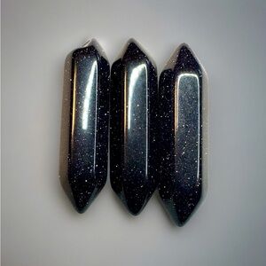 Lot 3 Mini Blue Sand Crystal Wand Points 10.9 Grams